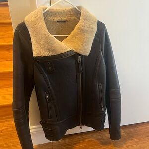 Women's Leather Jacket with Shearling Interior